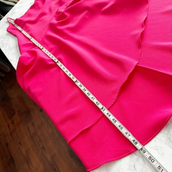 THEIA Hot Pink Spaghetti Strap High-Low Flowy Hem Midi Dress Size 2‎ - Picture 10 of 14